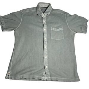 32 Bar Blues Polo Shirt Mens Ribbed Cotton Short Sleeve Casual Green Size Medium